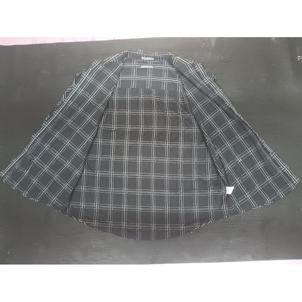 Geoffrey Beene Mens‎ L Button Up Black Plaid Long Sleeve Shirt A7004 - Picture 4 of 9